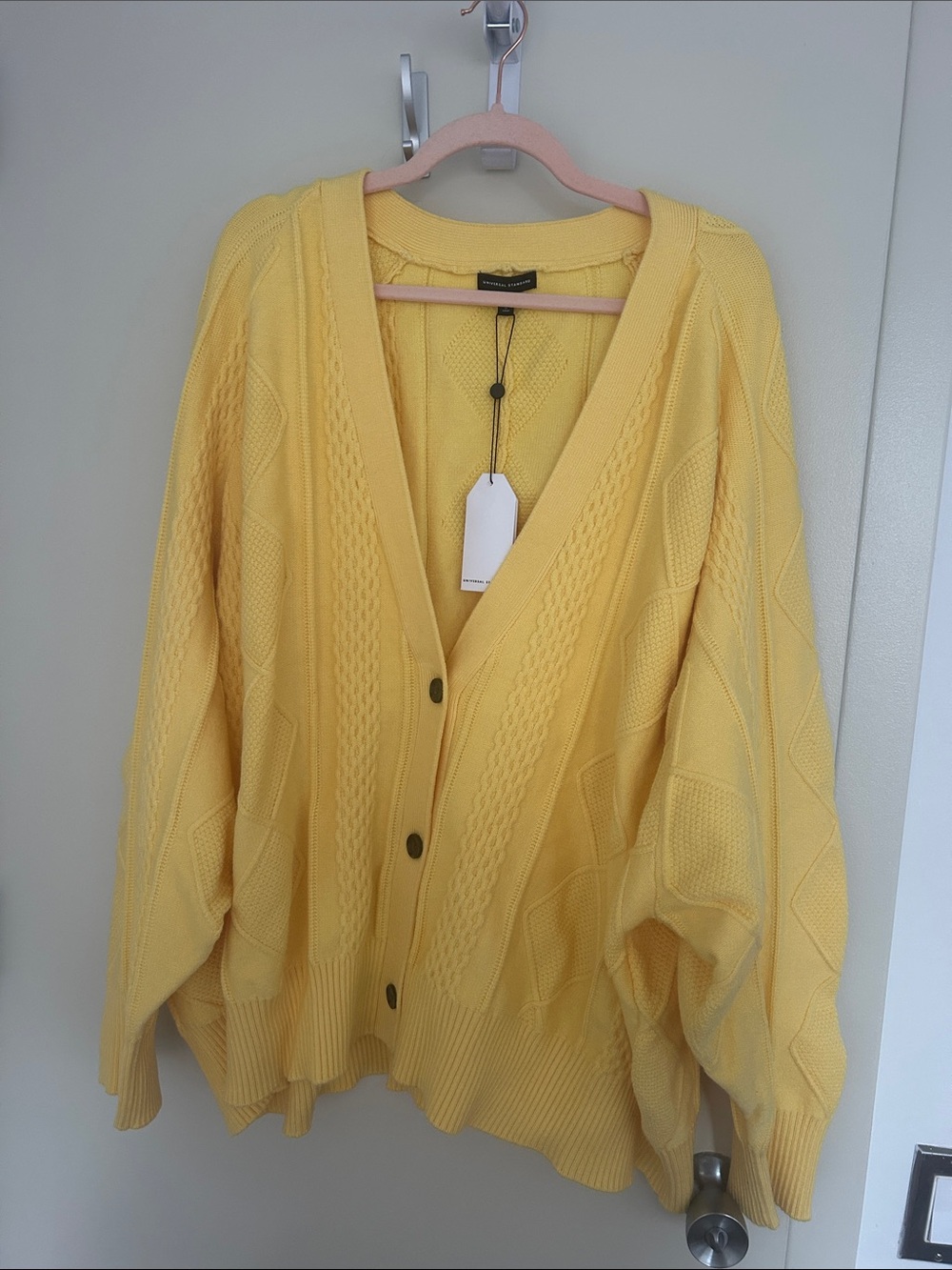 Universal Standard Sunny Yellow V-Neck Button Cardigan